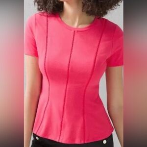 White House Black Market Hot Pink Peplum Shirt